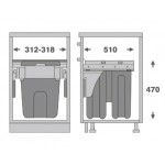 MB35-18GR Double Waste Bins with Soft Closing
